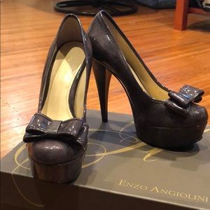 Enzo Angiolini Eabrettani Dark Grey Platform Pump Shoes Heels